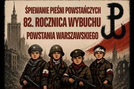 Wspólne śpiewanie pieśni patriotycznych w Opocznie z okazji 82. rocznicy Powstania Warszawskiego