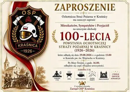 Jubileusz 100-lecia OSP Kraśnica – Świętujmy Razem Sto Lat Tradycji i Służby!