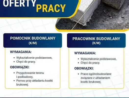 Praca w Opocznie: pomocnik brukarza i pracownik budowlany poszukiwani