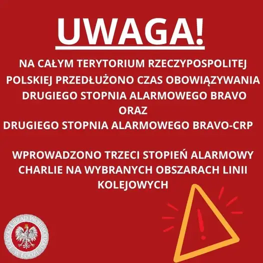 Przedłużono stopnie alarmowe BRAVO i CHARLIE – nowe terminy obowiązywania