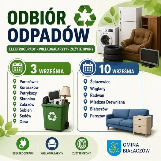 Gmina Białaczów: terminy odbioru elektroodpadów i odpadów wielkogabarytowych we wrześniu