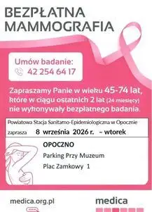 Bezpłatna mammografia w Opocznie – zapisy na badania