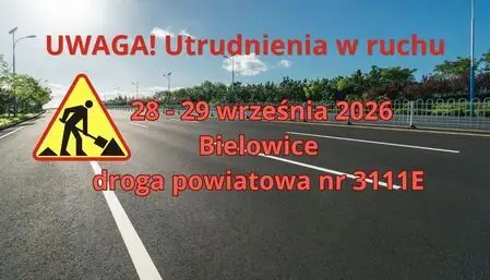Utrudnienia w ruchu w Bielowicach – prace drogowe 28 i 29 września