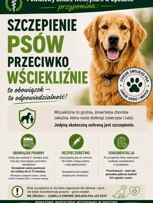 Obowiązkowe szczepienia psów w powiecie opoczyńskim – weterynarz przyjedzie do Twojej miejscowości