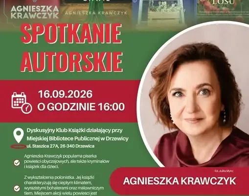 Spotkanie autorskie z Agnieszką Krawczyk w Drzewicy – wstęp wolny