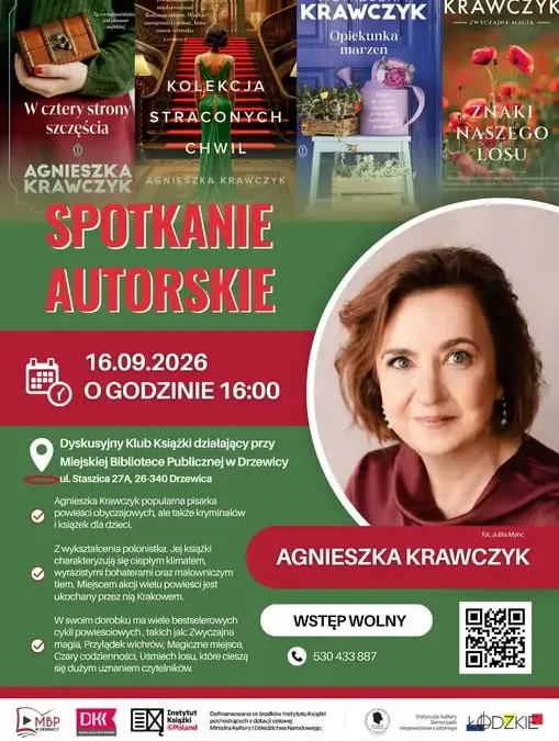 Spotkanie autorskie z Agnieszką Krawczyk w Drzewicy – wstęp wolny