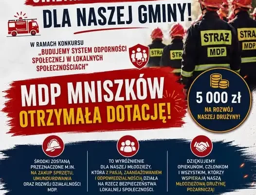Młodzieżowa Drużyna Pożarnicza w Mniszkowie z dotacją na rozwój