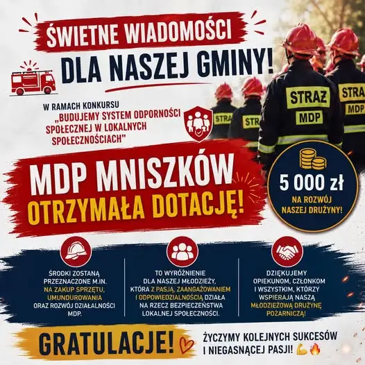 Młodzieżowa Drużyna Pożarnicza w Mniszkowie z dotacją na rozwój