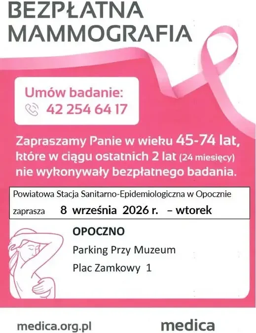 Bezpłatna mammografia w Opocznie – mammobus zaparkuje przy Placu Zamkowym