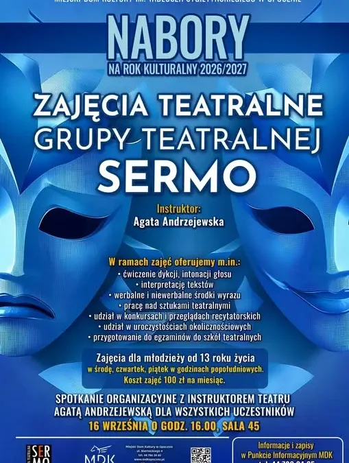 MDK Opoczno zaprasza na zajęcia teatralne – nabór na sezon 2026/2027
