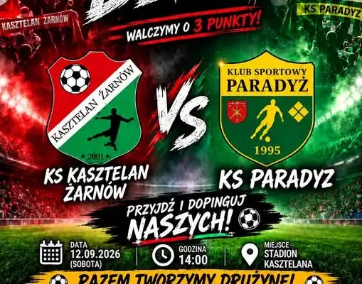 Derby w Żarnowie: Kasztelan podejmie KS Paradyż w sobotę