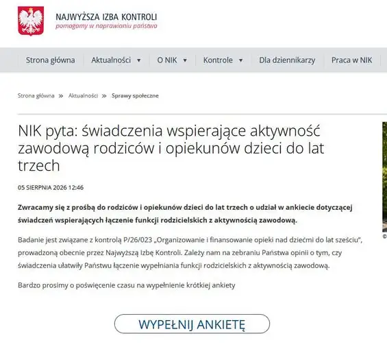NIK pyta rodziców o łączenie pracy z opieką nad małymi dziećmi – wypełnij ankietę