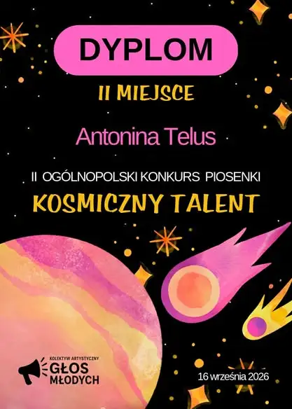 Antonina Telus zdobyła II miejsce w ogólnopolskim konkursie „Kosmiczny Talent 2026”