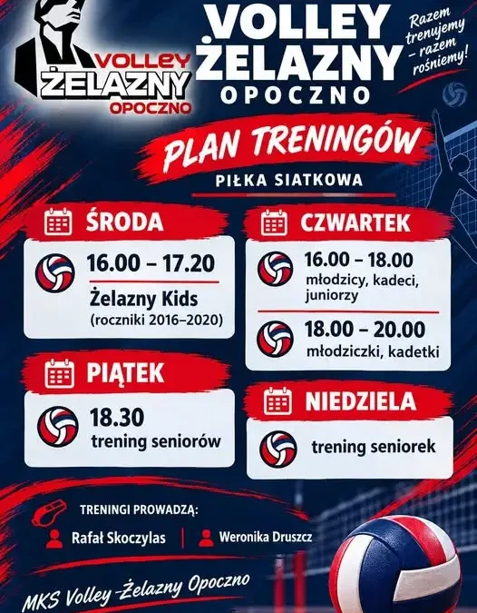 MKS Volley Żelazny Opoczno ogłasza harmonogram treningów na nowy sezon