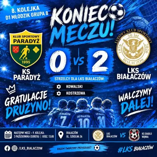 Młodzicy LKS Białaczów wygrywają w Paradyżu 2:0