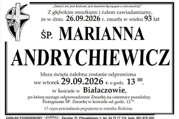 Żałoba w Gminie Białaczów. Zmarła Marianna Andrychiewicz, mama Burmistrz Barbary Goworek