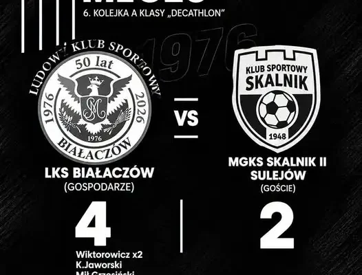 LKS Białaczów wygrywa 4:2 z rezerwami Skalnika Sulejów w 6. kolejce Klasy A
