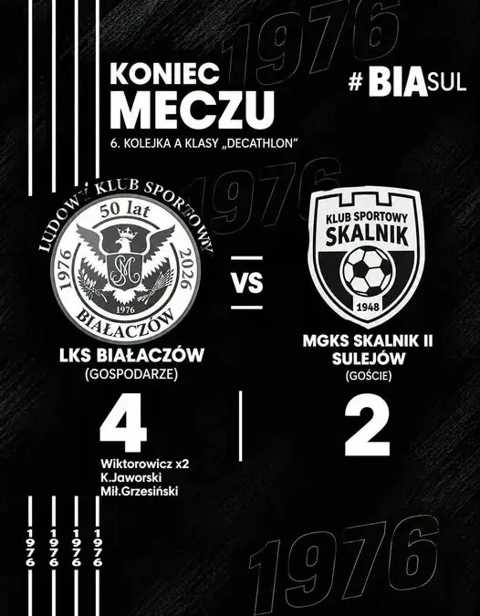 LKS Białaczów wygrywa 4:2 z rezerwami Skalnika Sulejów w 6. kolejce Klasy A