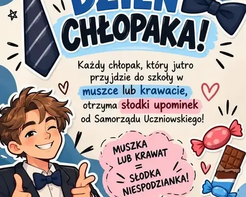Dzień Chłopaka w ZSS nr 3 w Opocznie – muszka lub krawat nagrodzone słodkością