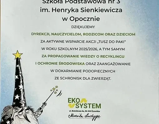 Szkoła z Opoczna nagrodzona za akcję „Tusz do paki” – uczniowie pomogli zwierzętom