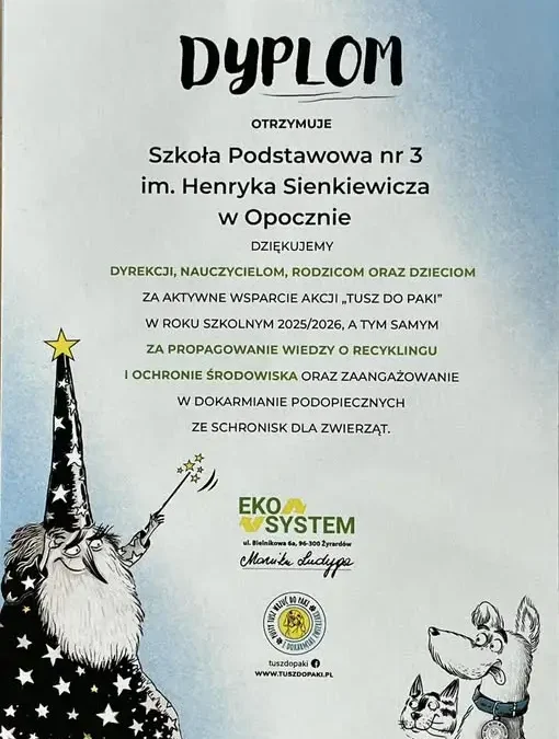 Szkoła z Opoczna nagrodzona za akcję „Tusz do paki” – uczniowie pomogli zwierzętom