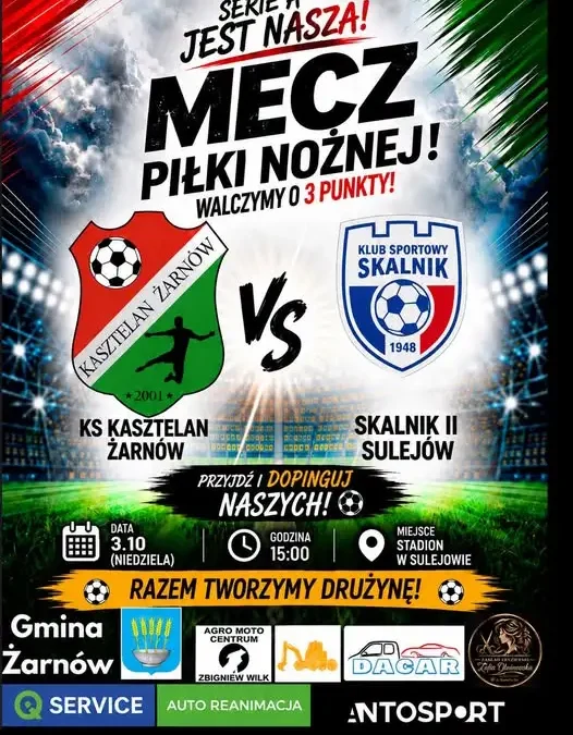 Kasztelan Żarnów zagra w Sulejowie. Mecz już 3 października