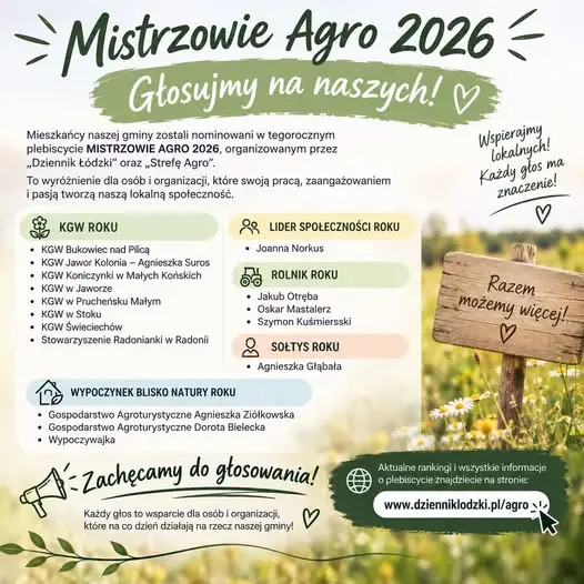 Mieszkańcy gminy Mniszków nominowani w plebiscycie Mistrzowie Agro 2026