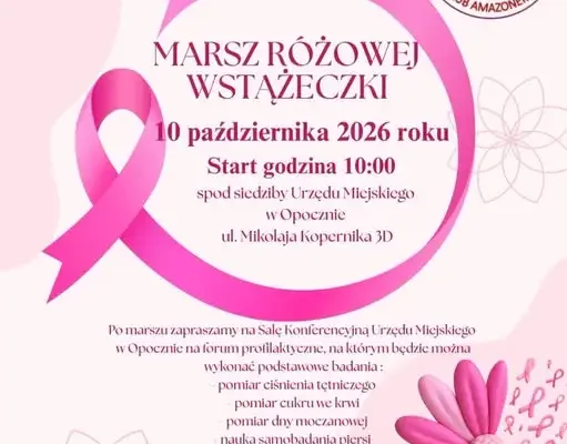 Marsz Różowej Wstążeczki w Opocznie – profilaktyka i solidarność już 10 października