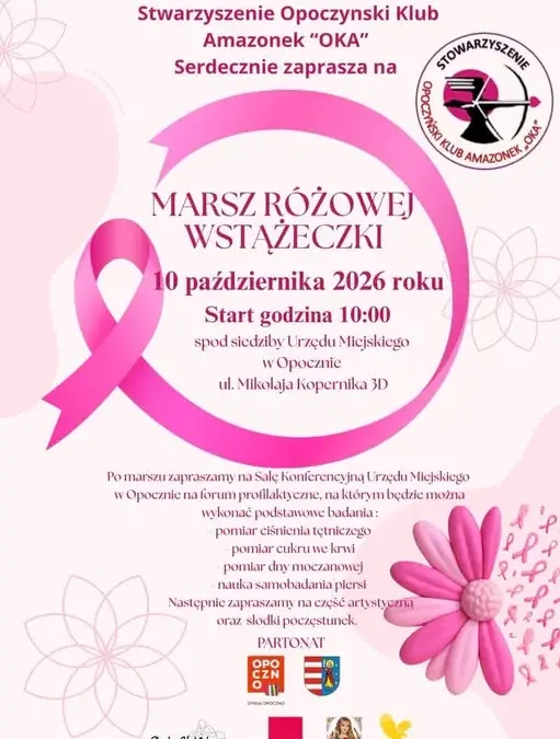 Marsz Różowej Wstążeczki w Opocznie – profilaktyka i solidarność już 10 października