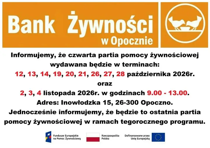 Ostatnia w tym roku partia pomocy żywnościowej dla mieszkańców Gminy Opoczno