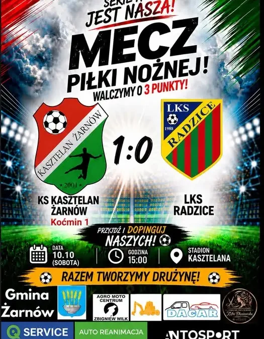 Kasztelan Żarnów wygrywa 1:0 z LKS Radzice. Bohaterem Mariusz Koćmin