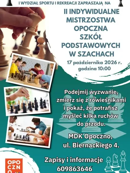 II Indywidualne Mistrzostwa Opoczna Szkół Podstawowych w Szachach – zapisy trwają