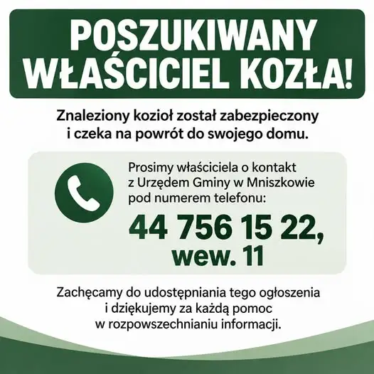 Znalazł się kozioł w Mniszkowie – szukamy właściciela