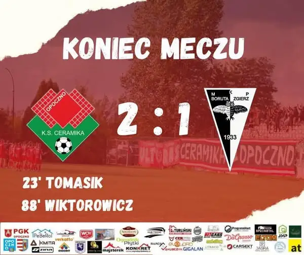 Ceramika Opoczno wygrywa z Borutą Zgierz 2:1 po golu z rzutu karnego w 88. minucie